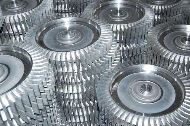Componentes de la turbina (también conocida como secadora lateral o regeneradora)